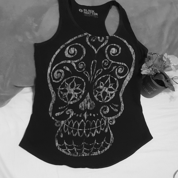 Black Matter Tops - Black Matter Sugar skull razorback tank black